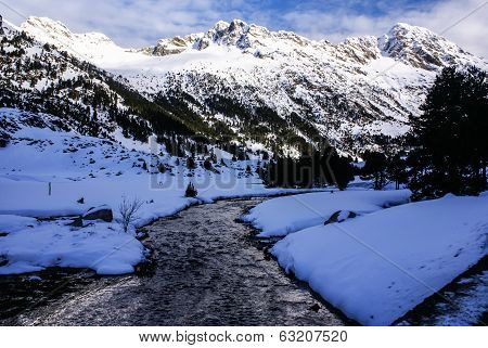 Panoramic View, South Side, Of Massif Of Maladeta In The Pyrenees