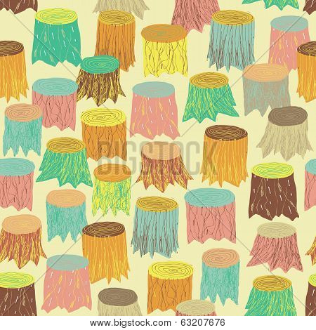 Trees Seamless Pattern In Colors