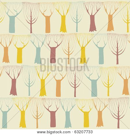 Trees Seamless Pattern In Colors
