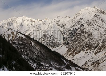 Panoramic View, South Side, Of Massif Of Maladeta In The Pyrenees