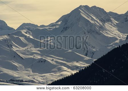 Panoramic View, South Side, Of Massif Of Maladeta In The Pyrenees