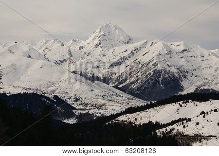 Panoramic View, South Side, Of Massif Of Maladeta In The Pyrenees