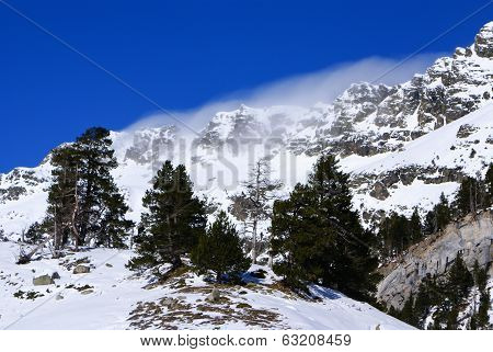 Panoramic View, South Side, Of Massif Of Maladeta In The Pyrenees