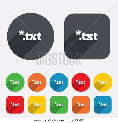 Text file icon. Download txt doc button.