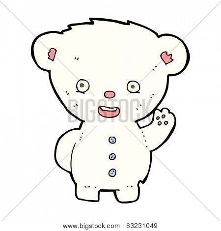 cartooon waving polar bear cub