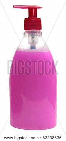 Plastic Bottle with liquid soap on white background. shampoo