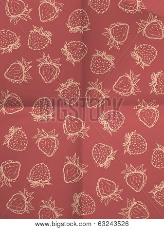 Red Vintage Wrapping Paper With Strawberries