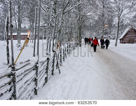 UMEA, SWEDEN - DECEMBER 05. People in the Christmas Market on December 05, 2010 in Umea, Sweden.