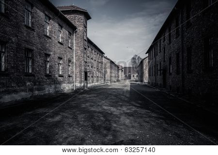 Barracks in former Nazi concentration camp Auschwitz I, Poland
