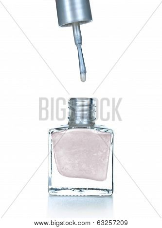 silver nail polish on an isolated white background