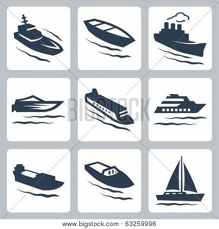 Vector Water Crafts Icons Set