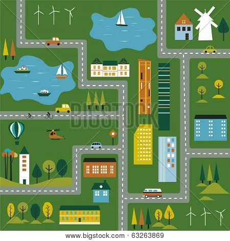 Illustration Of A Map Of The City.