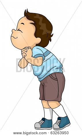 Illustration of a Little Boy Excitedly Sniffing Something