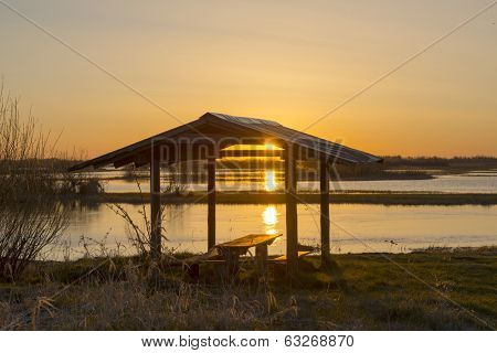 Sunrise in early spring in the Biebrza National Park, Poland, Podlasie