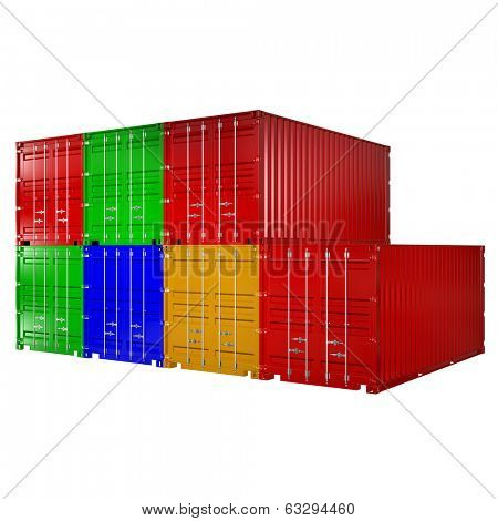 3d rendering of a shipping 40ft containers stack