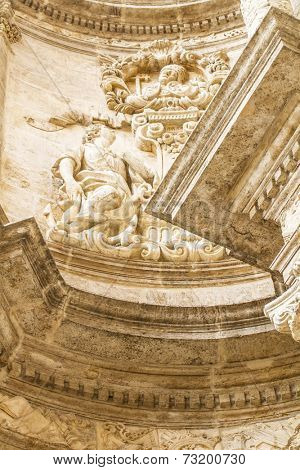 Church facede, ornaments and sculptures of Gothic style, Spanish Ancient Art