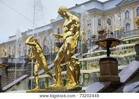 Fountains Grand Cascade In Pertergof, Saint-petersburg, Russia