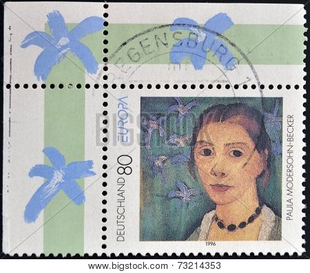 GERMANY - CIRCA 1996: A stamp printed in Germany shows Paula Modersohn-Becker Painter circa 1996
