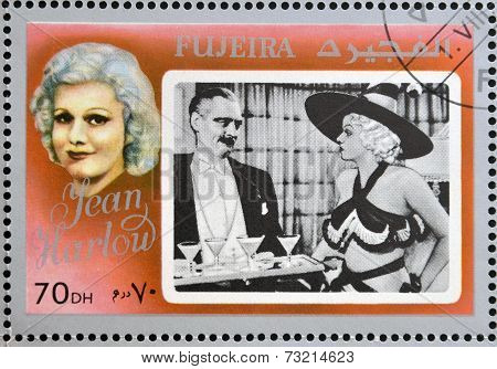 FUJEIRA - CIRCA 1972 : stamp printed in Fujeira shows actress Jean Harlow circa 1972