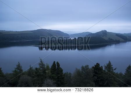 Moody Landscape Image Of Lake Pre-dawn In Autumn With Haunting Feel