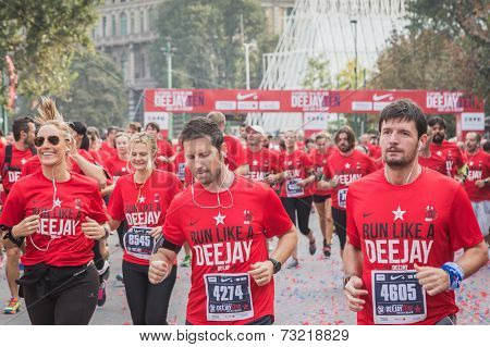 Athletes Taking Part In Deejay Ten, Running Event Organized By Deejay Radio In Milan, Italy