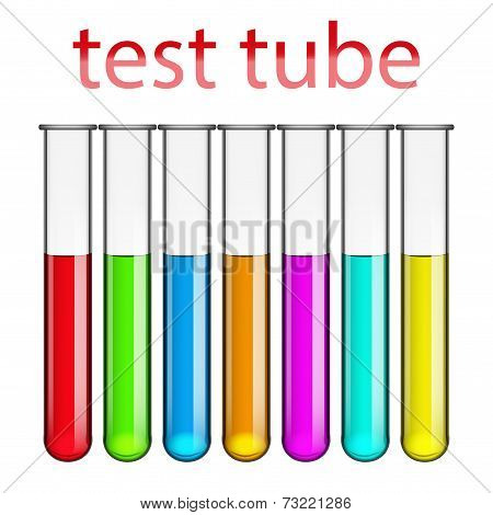 Test tubes with vaccine colored liquids.