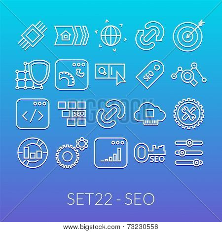 Outline icons thin flat design, modern line stroke style