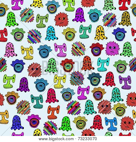 Seamless pattern with monsters