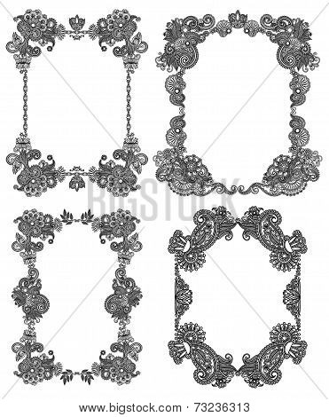 Vector set of calligraphic design vintage frame, black line art