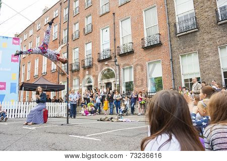 Dublin, Ireland - July 13: Acrobat In The Laya Healthcate City Spectacular Festival In  Dublin