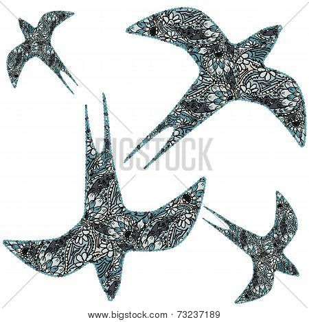 Vector seamless pattern with birds