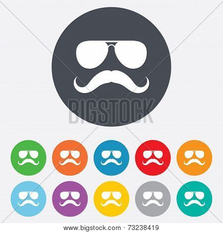 Mustache and Glasses sign icon. Hipster symbol.