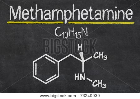 Blackboard with the chemical formula of Methamphetamine