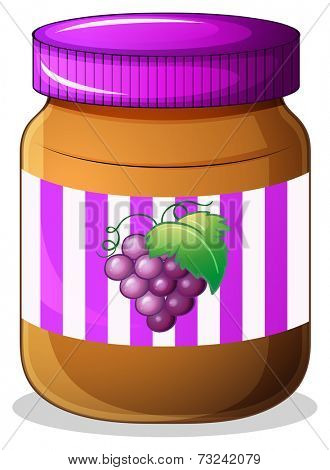 Illustration of a jar of grape jam on a white background