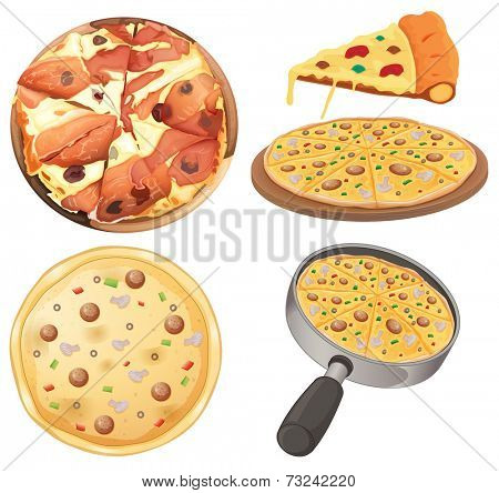 Illustration of pizza and a slice of pizza