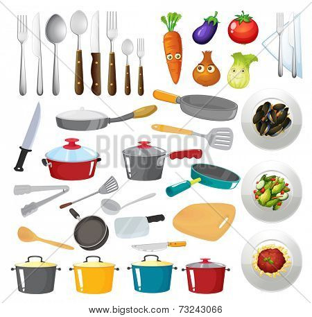 Illustration of kitchen untensils