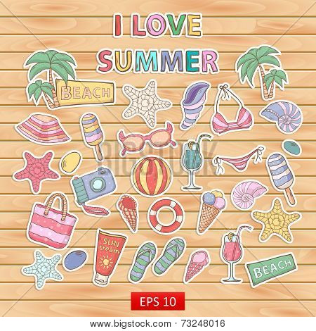 I Love Summer Set.scrapbook Set.sticker.