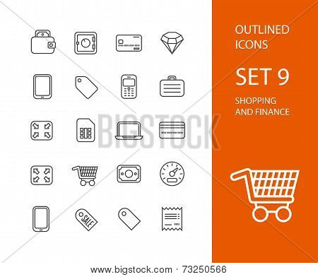 Outline icons thin flat design, modern line stroke style