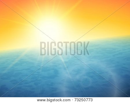 Sunset at sea, horizon with summer sun