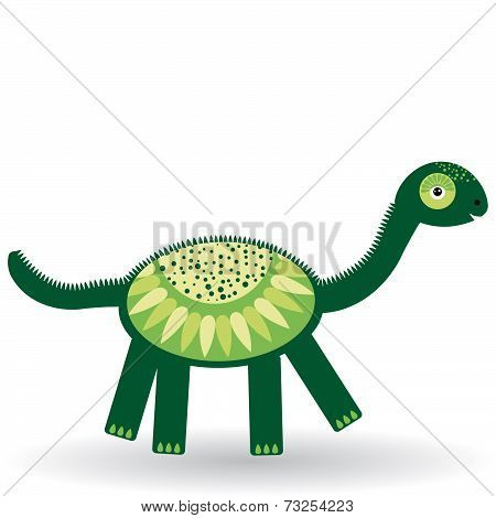 Funny Dinosaur On White Background. Vector