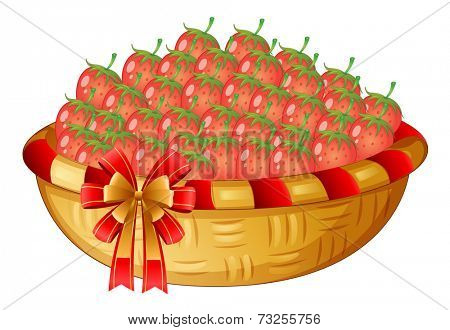 Illustration of a basket of berries on a white background