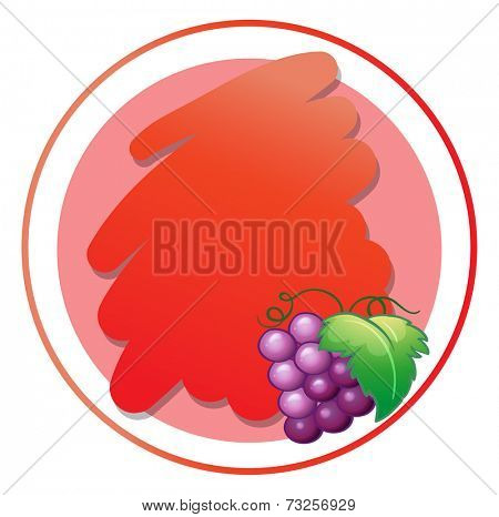 Illustration of a round empty template with grapes on a white background
