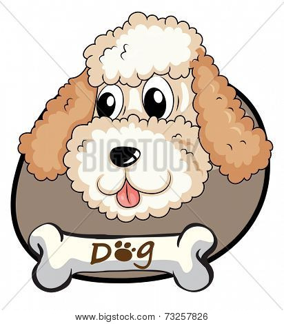 Illustration of a head of a cute dog on a white background