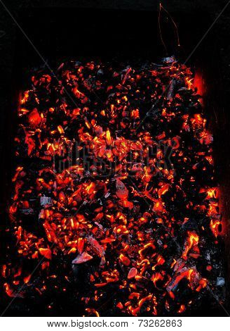 Bright Sparkling Embers In A Brazier As Background