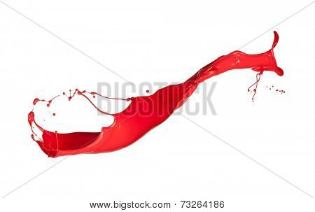 Red paint splash, isolated on white background