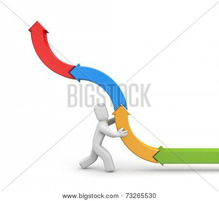 Person with arrows. Success metaphor