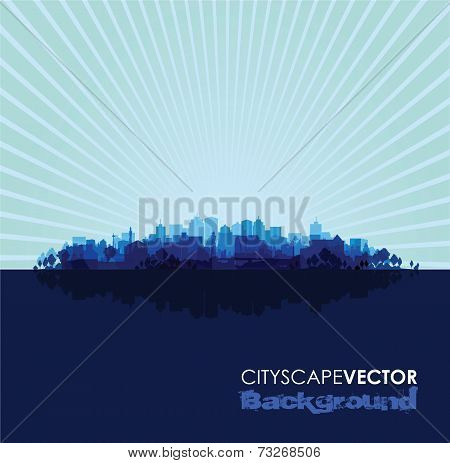 blue cityscape overprint background