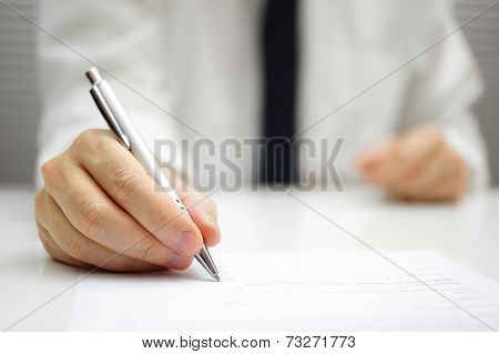 Businessman Is Signing  Contract