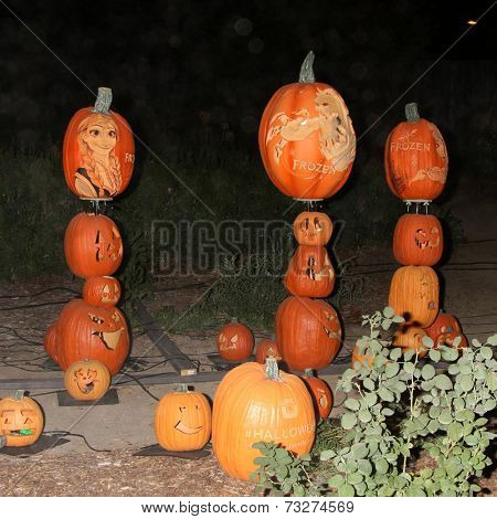 LOS ANGELES - OCT 4:  Frozen Carved Pumpkins at the RISE of the Jack O'Lanterns at Descanso Gardens on October 4, 2014 in La Canada Flintridge, CA