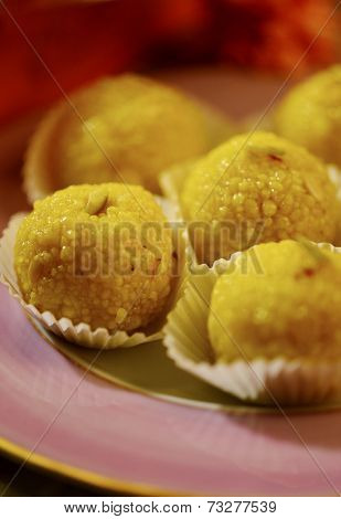 A plate full of Indian tradition sweet - Laddoo